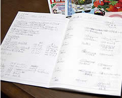 ヘルパーさんとの「連絡ケアノート」は15冊目。毎日の「生活の記録ノート」は26冊にもなる。