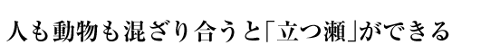 人も動物も混ざり合うと「立つ瀬」ができる